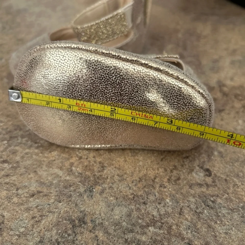 Nine West Metallic Gold Glitter Strap Mary Jane Shoes